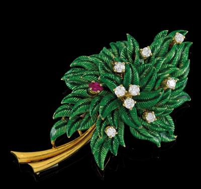 A brilliant and ruby brooch - Jewellery