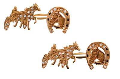 A pair of brilliant cufflinks in the shape of horses - Klenoty