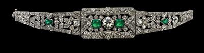 A diamond and emerald bandeau diadem from an old European aristocratic collection - Klenoty