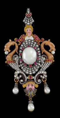 A Revival-style diamond pendant with Oriental pearl - Klenoty