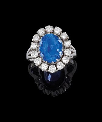 A ring with an untreated sapphire, c. 7.30 ct - Gioielli
