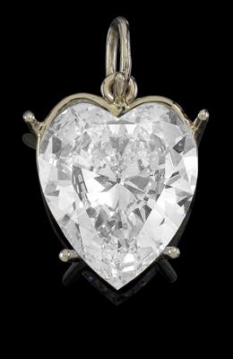 A diamond solitaire heart-shaped pendant 6,58 ct - Gioielli