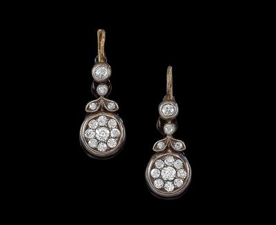 A pair of old-cut diamond ear pendants, total weight c. 1.45 ct - Klenoty