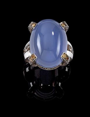 A brilliant and chalcedony ring - Klenoty