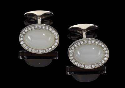 A pair of brilliant and moonstone cufflinks - Klenoty