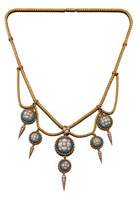 A diamond and demi-pearl necklace - Jewellery