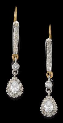 A pair of diamond ear pendants, total weight c. 0.75 ct - Gioielli