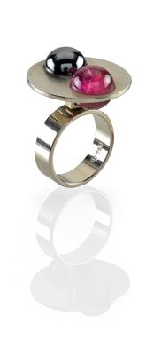 Friedrich Becker kinetic tourmaline haematite ring - Klenoty