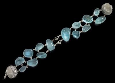 An aquamarine bracelet, total weight c. 190 ct - Klenoty