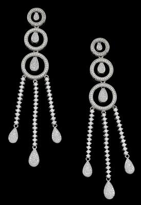 A pair of brilliant pendant ear studs, total weight c. 4.60 ct - Klenoty
