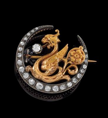 A diamond brooch in the shape of a dragon total weight c. 1 ct - Klenoty