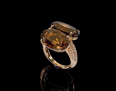 A brilliant and smoky quartz ring - Jewellery