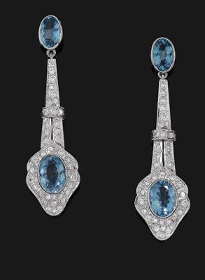 A pair of brilliant and aquamarine ear pendants - Gioielli
