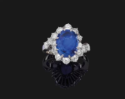 A brilliant ring with untreated sapphire c. 5.70 ct - Klenoty