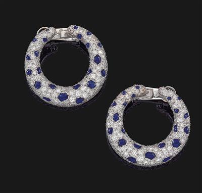 Cartier Diamant Saphirohrclips Panthere - Juwelen