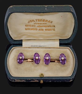 A pair of diamond and amethyst cufflinks - Jewellery