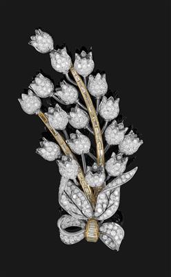 A diamond lily of the valley brooch total weight c. 12 ct - Jewellery