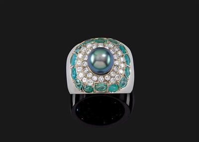 A ring with Paraiba tourmalines total weight c. 2.20 ct - Klenoty