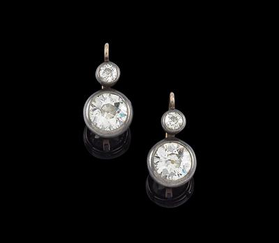 A pair of old-cut diamond earrings, total weight c. 3 ct - Jewellery