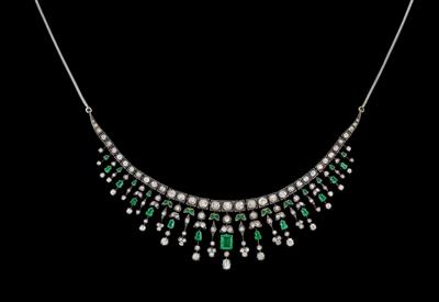 An old-cut diamond and emerald necklace from an old European aristocratic collection - Klenoty