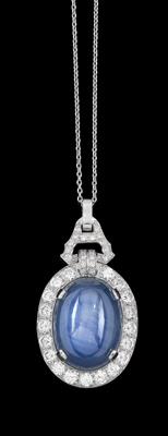 A brilliant pendant with untreated star sapphire c. 55 ct - Klenoty
