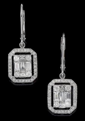 A pair of diamond ear pendants, total weight c. 1.40 ct - Gioielli