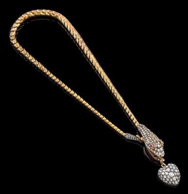 A diamond rhomb and ruby snake necklace - Klenoty