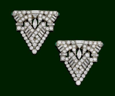 2 diamond clothes clips total weight c. 11 ct - Klenoty