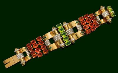 A brilliant, coloured stone and gem bracelet - Klenoty