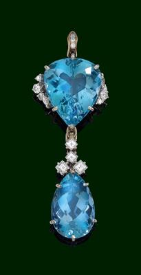 A diamond and aquamarine pendant - Klenoty
