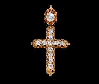 Altschliffdiamant Kreuzanhänger zus. ca. 2,40 ct - Juwelen