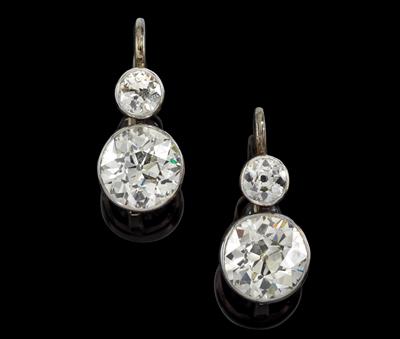 A pair of old-cut diamond earrings, total weight c. 3.60 ct - Klenoty