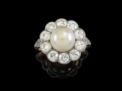 A brilliant and cultured pearl ring - Klenoty