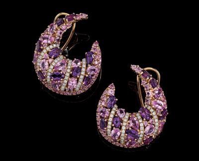 A pair of brilliant and sapphire ear clips - Klenoty