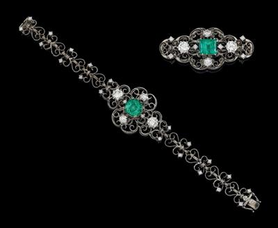 A brilliant and emerald jewellery set - Klenoty