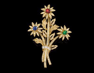 A diamond and coloured stone brooch by Chaumet - Gioielli