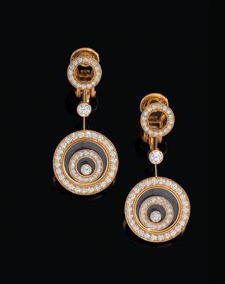 A pair of ‘Happy Spirit’ brilliant pendant ear clips by Chopard total weight c. 1.75 ct - Jewellery