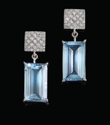 Diamant Aquamarinohrgehänge - Juwelen