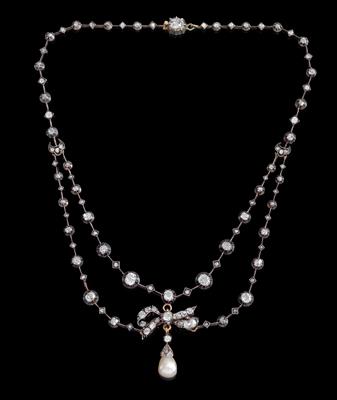 A diamond and cultured pearl necklace - Jewellery