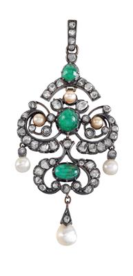 An Oriental pearl and emerald pendant - Gioielli