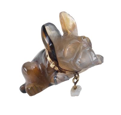 An agate pendant in the shape of a French bulldog - Klenoty