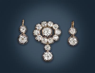 An old-cut diamond jewellery set total weight c. 11.50 ct - Klenoty