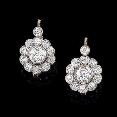 A pair of old-cut diamond earrings, total weight c. 2 ct - Klenoty