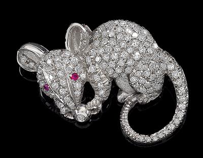 Diamantbrosche Maus zus. ca. 1 ct - Juwelen