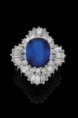 A diamond ring with untreated sapphire - Klenoty