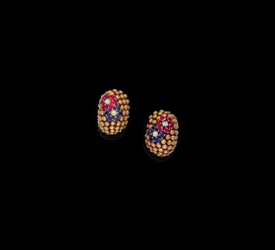 A pair of brilliant and coloured stone ear clips by A. E. Köchert - Gioielli