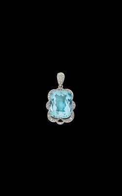 An aquamarine and diamond pendant c. 75 ct - Jewellery