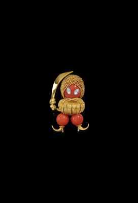 A brilliant and coral ‘Ottoman warrior’ brooch - Klenoty