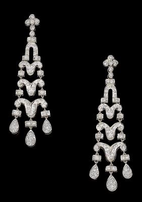 A pair of brilliant ear pendants, total weight c. 2 ct - Klenoty