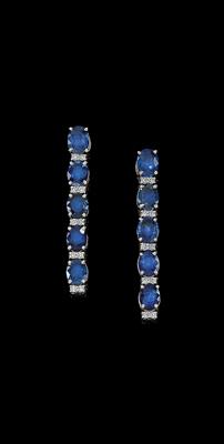 A pair of brilliant and sapphire ear pendants - Gioielli